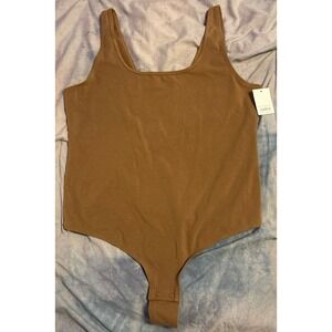 NEW Auden Brown Soft Cotton Stretch‎ Tank Top Bodysuit, Size XL